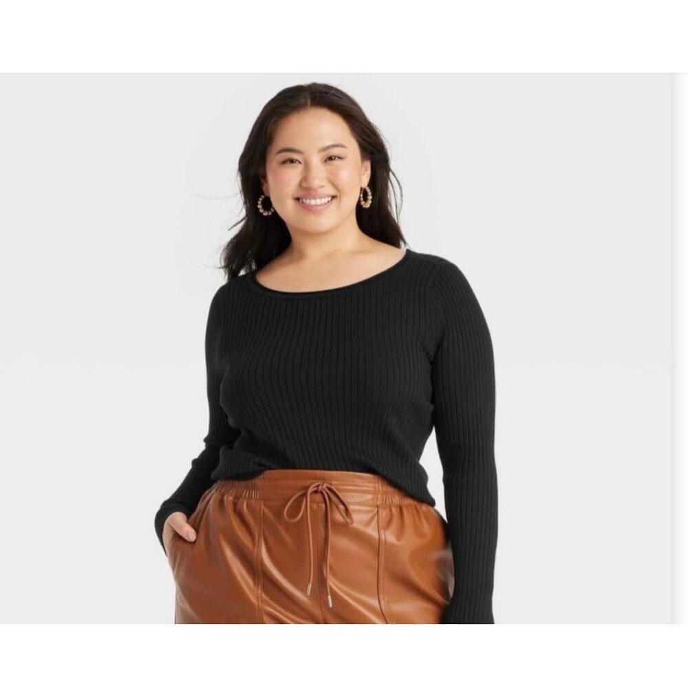 A New Day Women’s Ribbed, Long Sleeve Top Size L Nwt